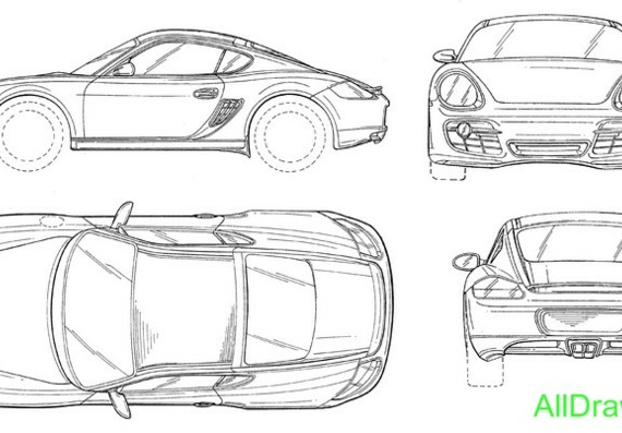 Porsche Cayman S (987C) (2006) (Porsche Cayman S (987C) (2006)) - drawings (drawings) of a car